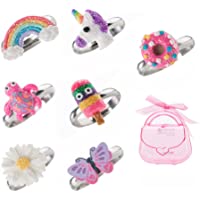 Juego de anillos ajustables para niñas pequeñas – colorido unicornio- anillos de mariposa para niños- conjunto de joyas…